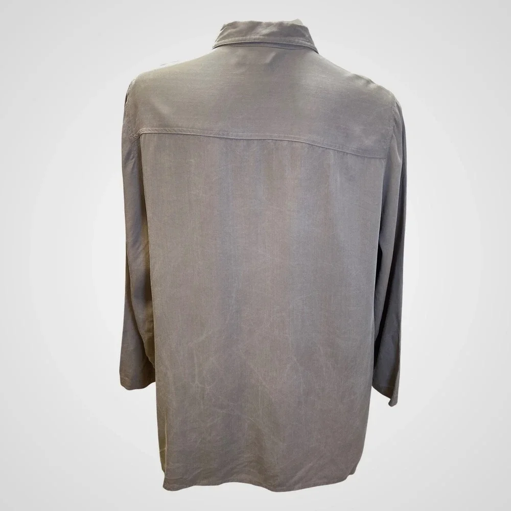 El Corte Ingles Shirt Jacket Womens Large Gray 4-Pocket‎ Longline Shacket